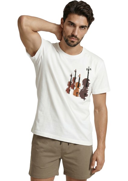 Sanatsal Yaylı Çalgılar ve Keman Trio Eskiz Baskılı Premium Erkek Tişört fırsatları