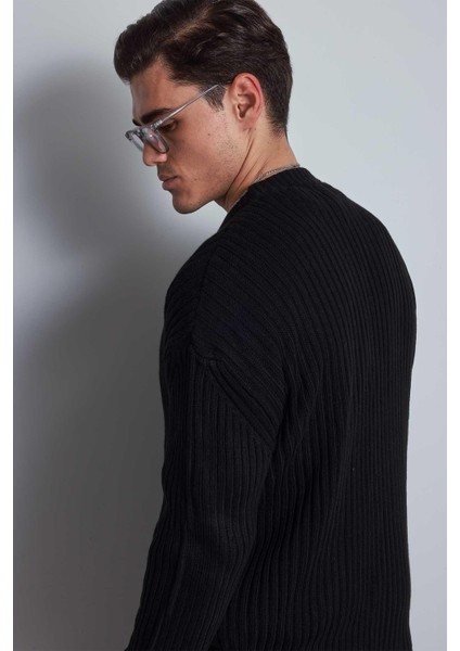 Erkek Regular Fit Kazak Siyah