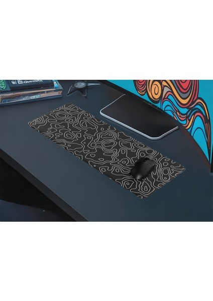 Topographic Flow 70X30 3mm Kalınlık Premium Gaming Oyuncu Mousepad, Anti Slip Xxl Mouse Pad modelleri