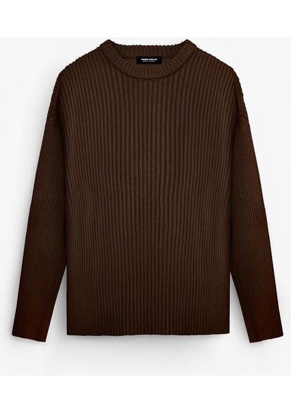 Erkek Regular Fit Kazak Koyu Kahve