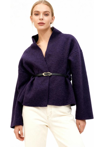 3100A Kemerli Ceket Mor