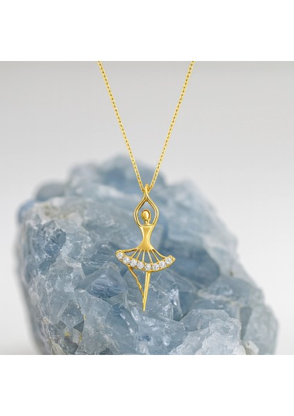 14 Ayar Altın Balerin Kolye, Zarif Dansçı Kız ve Peri Kolye