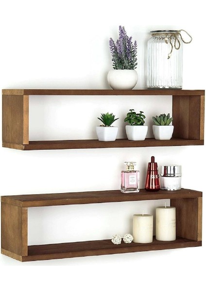 Raf Ahşap Duvar Rafı Dikdörtgen Çam 2'li fırsatları