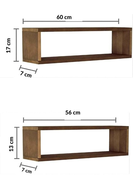 Raf Ahşap Duvar Rafı Dikdörtgen Çam 2'li indirimleri