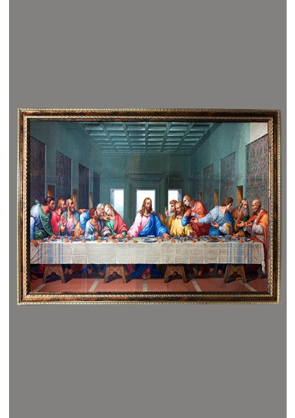 Son Aksam Yemeği Desenli Dijital Baskılı Kadife Kumaş Çerçeveli Tablo TBL0020