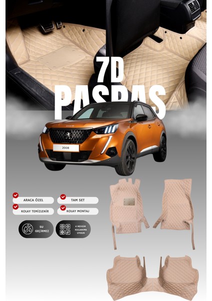 Peugeot 2008 (2019 ve Sonrası) 7d Deri Havuzlu Oto Paspas | Tam Koruma,araca Özel & Hızlı Montaj