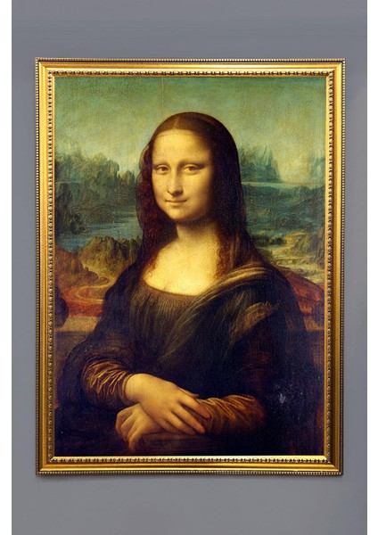 Mona Lisa Desenli Dijital Baskılı Kadife Kumaş Çerçeveli Tablo TBL0033