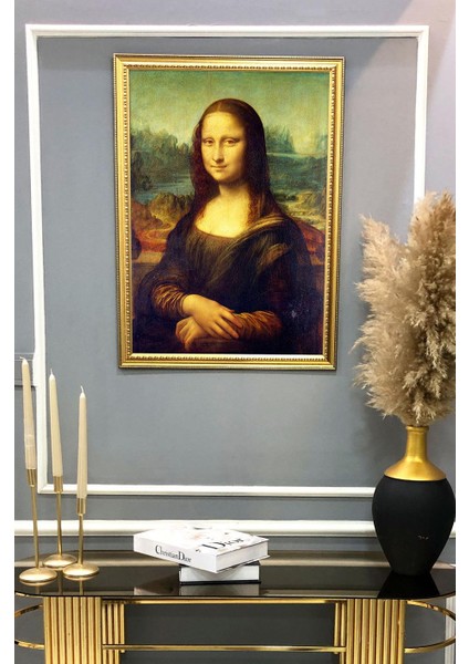 Mona Lisa Desenli Dijital Baskılı Kadife Kumaş Çerçeveli Tablo TBL0033 fiyatları