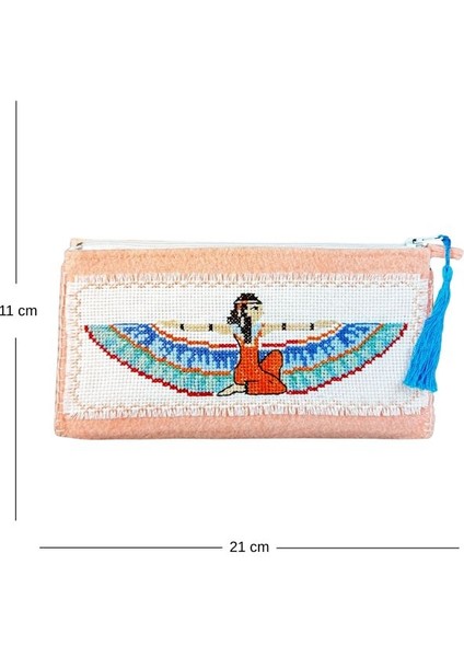 2800 El Yapımı Maat Desen Kanaviçe Işlemeli Keçe Kalem / Makyaj Çantası fiyatları