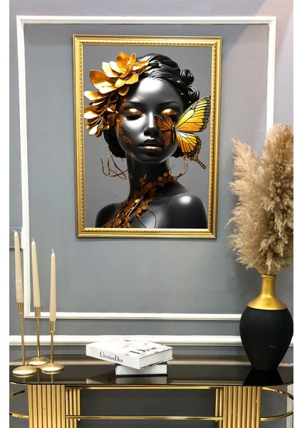 Kadın Figürlü Dijital Baskılı Kadife Kumaş Çerçeveli Tablo TBL0069 fiyatları