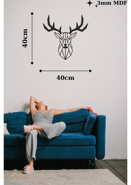 Geyik Kafası Figürü Ahşap 40X40 cm Mdf Dekoratif Geyik Dekor Duvar Tablo fiyatları