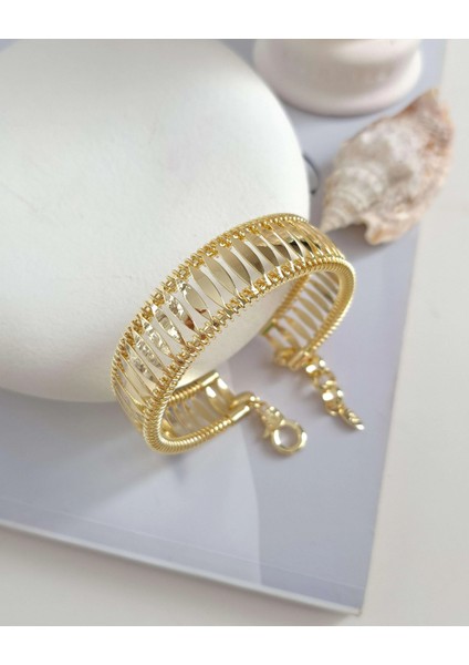 Vip Seri Gold Renk Tasarım Kelepçe Bileklik