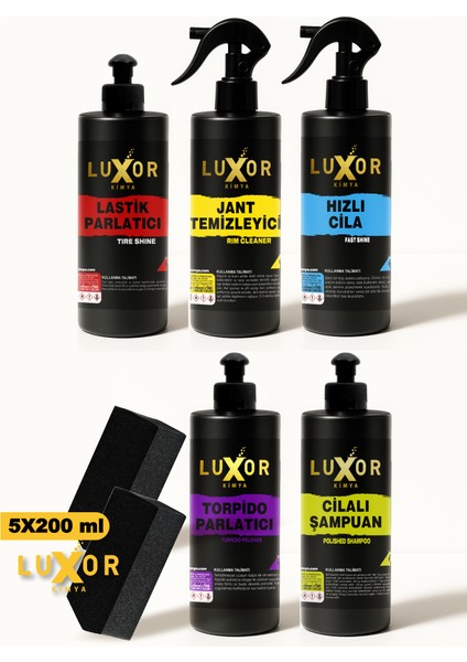 200ML 5'li Oto Bakım Seti Oto Yıkama Seti