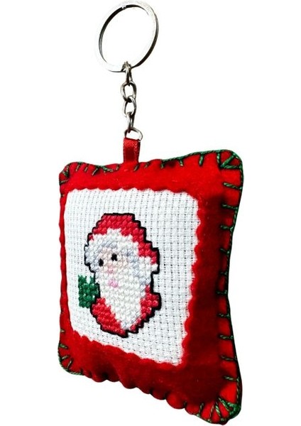 4731 El Yapımı Noel Baba Temalı Kanaviçe Anahtarlık modelleri