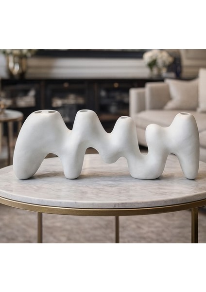 Dekoratif Geometrik Modern Şamdan - Beyaz modelleri