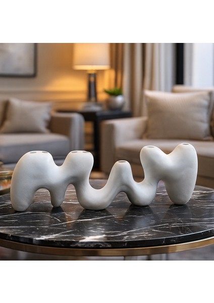 Dekoratif Geometrik Modern Şamdan - Beyaz fırsatları