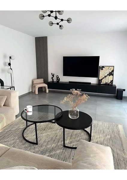 Monza 2li Orta Sehpa Füme Cam (Temperli Cam )