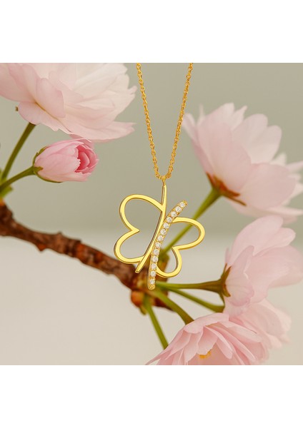 14 Ayar Altın Şans Kelebeği Kolye modelleri