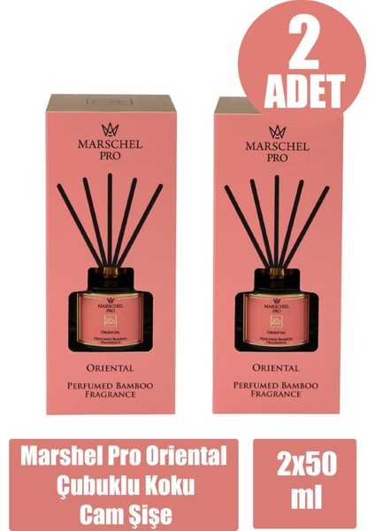 Marshel Pro Oriental Çubuklu Koku Cam Şişe 50 ml 2 Adet
