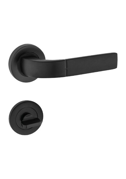 Nergis Kol Yuvarlak Rozetli Siyah Wc Kapı Kolu