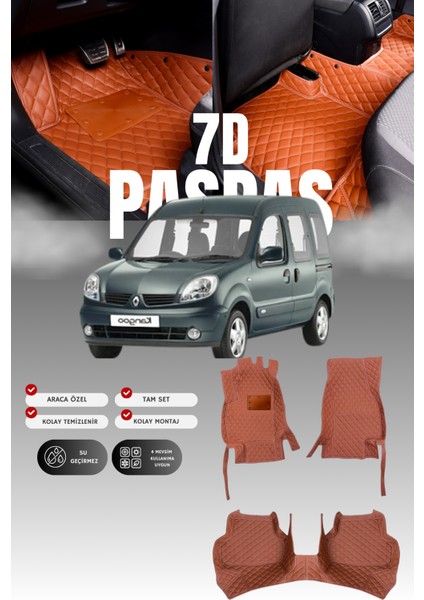 Renault Kangoo (1998-2008) 7d Deri Havuzlu Oto Paspas | Tam Koruma,araca Özel & Hızlı Montaj