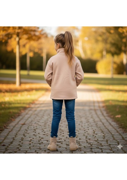 Fancy Kids Antalya Kız Çocuk Kısa Pudra Kaban Boyunluklu Şardonlu Cepli fırsatları