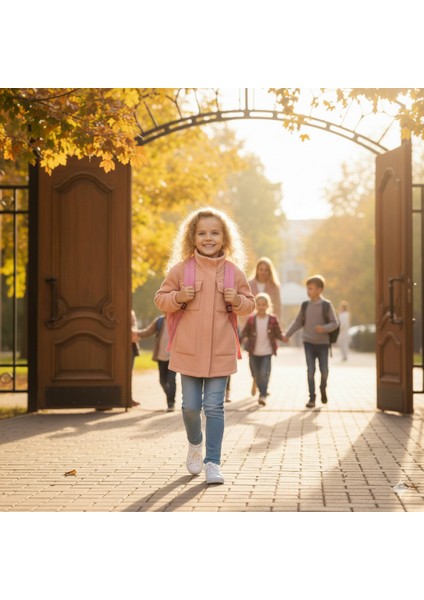 Fancy Kids Antalya Kız Çocuk Kısa Pudra Kaban Boyunluklu Şardonlu Cepli indirimleri