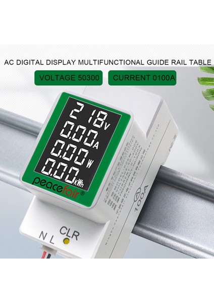 3x Peacefair Din Demiryolu Güç Enerji Ölçer Kwh Metre Wattmetre Çok Dijital Ampermetre Voltmetre Ac 50-300V 100A (Yurt Dışından) modelleri