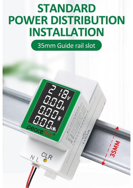 3x Peacefair Din Demiryolu Güç Enerji Ölçer Kwh Metre Wattmetre Çok Dijital Ampermetre Voltmetre Ac 50-300V 100A (Yurt Dışından) indirimleri