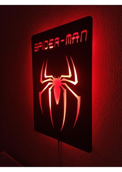 Spiderman Açma Kapama Düğmeli LED Işıklı Duvar Tablosu
