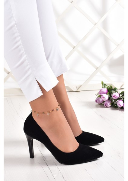 Gowa Siyah Süet Sivri Burun Ince Topuklu Klasik Stiletto Ayakkabı modelleri