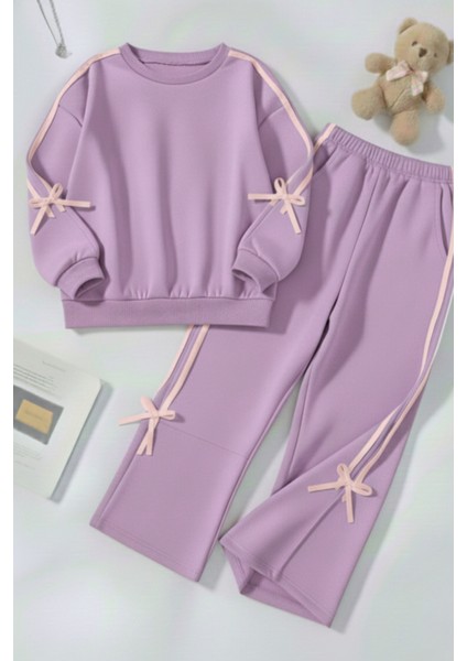 Kız Çocuk Çift Şerit Kurdele Üç Iplik Eşofman Takımı 3-10 Yaş 12327 fiyatları