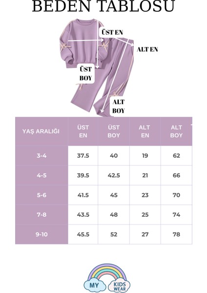 Kız Çocuk Çift Şerit Kurdele Üç Iplik Eşofman Takımı 3-10 Yaş 12327 modelleri