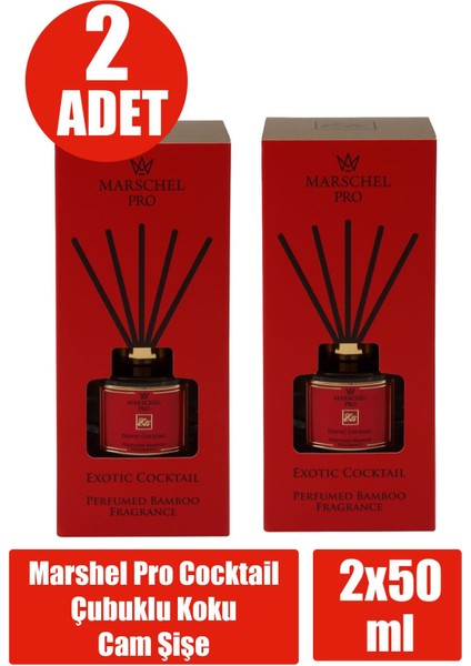 Marshel Pro Cocktail Çubuklu Koku Cam Şişe 50 ml 2 Adet