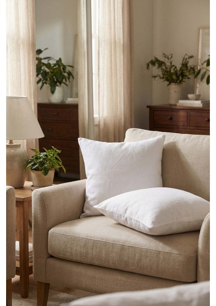 Lona Keten Düğmeli Kırlent Kılıfı 2'li 40x40 Kırık Beyaz fiyatları