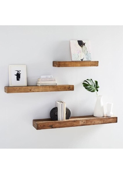 Ahşap Dekoratif 3 Lü Uçan Kitaplık Gizli Duvar Monte Aksesuar Rafı