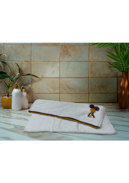 Çiçek Motifli, Kedi Tırnağı Oyalı, Yumuşak Dokulu Pamuklu El Havlusu | Beyaz | 50X90 cm modelleri
