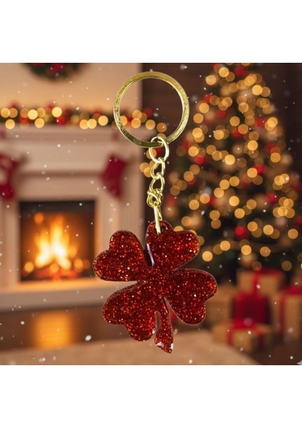 1501 El Yapımı Simli Yonca Model Epoksi Anahtarlık / 4.5 cm modelleri