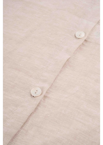 Lona Keten Düğmeli Kırlent Kılıfı 2'li 40x40 Natural