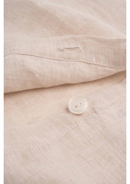 Lona Keten Düğmeli Kırlent Kılıfı 2'li 40x40 Natural