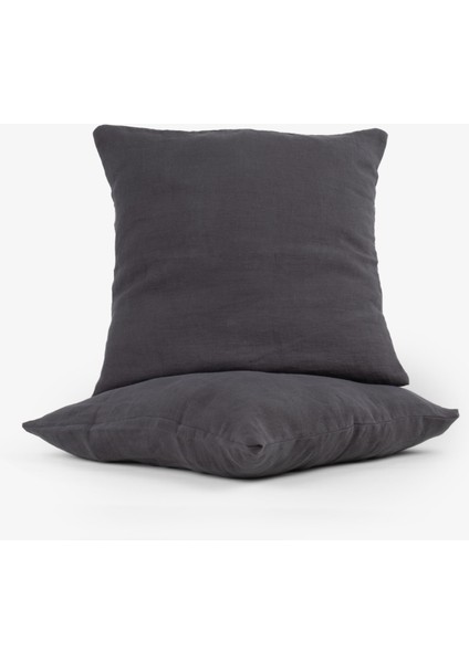 Lona Keten Düğmeli Kırlent Kılıfı 2'li 40x40 Gri fırsatları