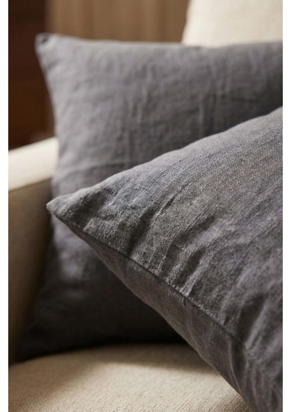 Lona Keten Düğmeli Kırlent Kılıfı 2'li 40x40 Gri modelleri