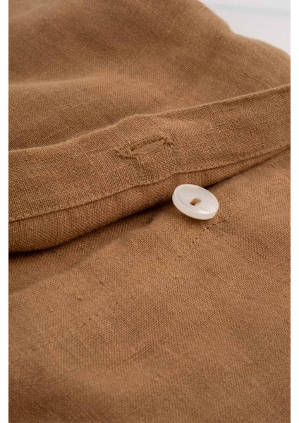 Lona Keten Düğmeli Kırlent Kılıfı 2'li 40x40 Hardal