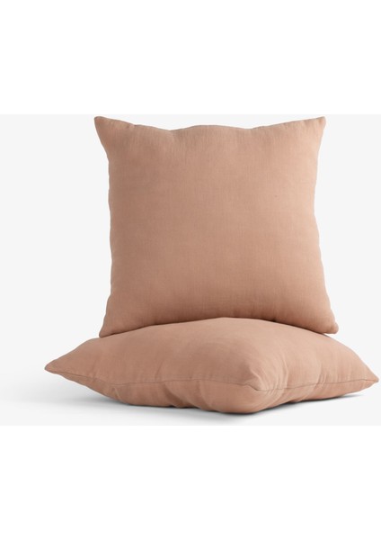 Lona Keten Düğmeli Kırlent Kılıfı 2'li 40x40 Somon fırsatları