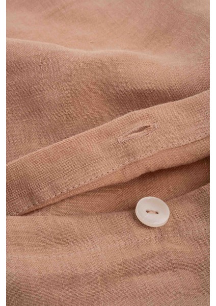 Lona Keten Düğmeli Kırlent Kılıfı 2'li 40x40 Somon