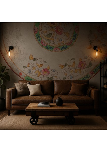 Vintage Çiçekli Kendinden Yapışkanlı Duvar Kağıdı ARK-OR09