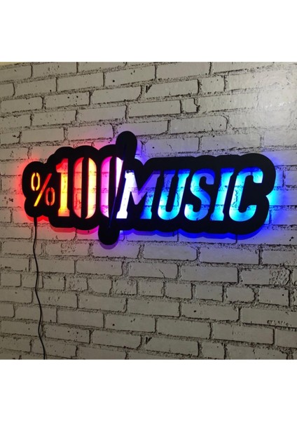 %100 Musıc 35 x 70 LED Işıklı Tablo - Ahşap Duvar Dekorasyonu modelleri