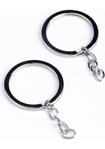 Zincirli Anahtarlık Halkası Makrome Anahtarlık Gümüş Renk 25 Adet