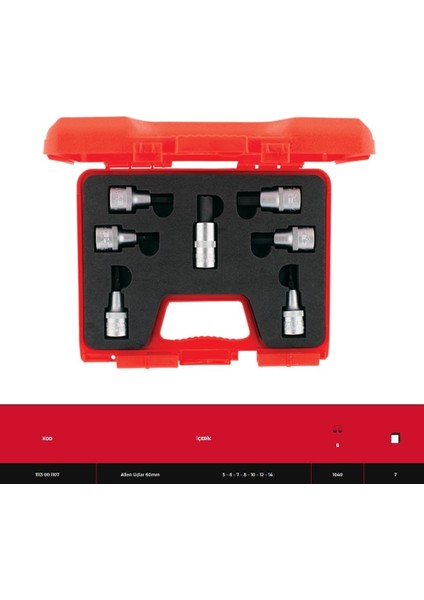 1113001107 1/2'' Lokmalı Allen Uç Takımı 7 Parça modelleri