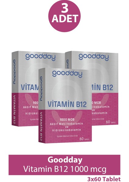 Vitamin B12 1000 Mcg 60 Tablet 3 Adet